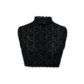 Black lace crop top on a white background