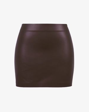 Brown leather skirt on a white background