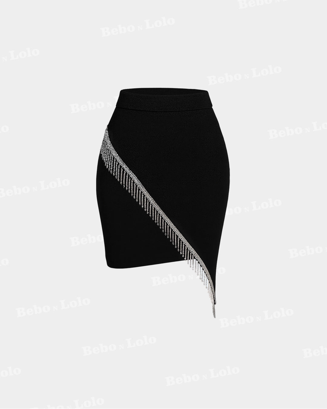 Rhinestone Split Mini Skirt