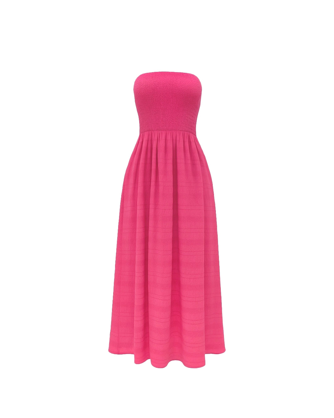 Pink strapless dress on a white background
