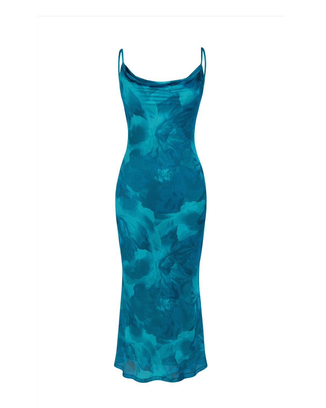 Blue floral dress on a white background