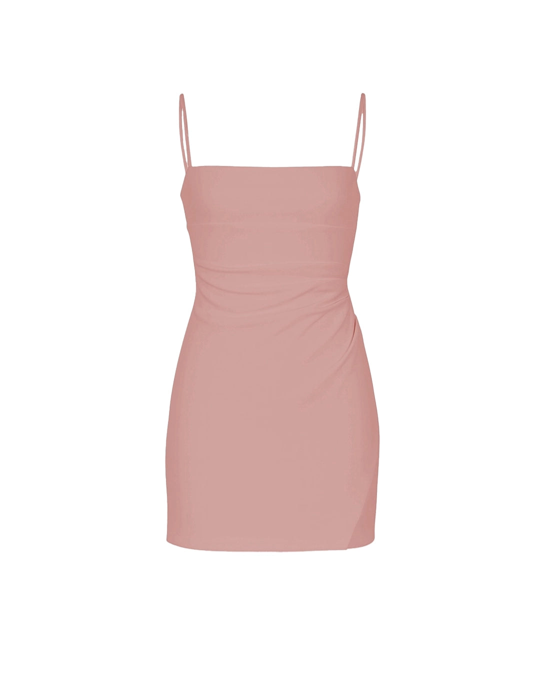 Pink dress with thin straps on a white background