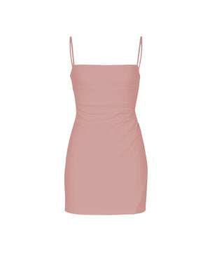 Pink dress with thin straps on a white background