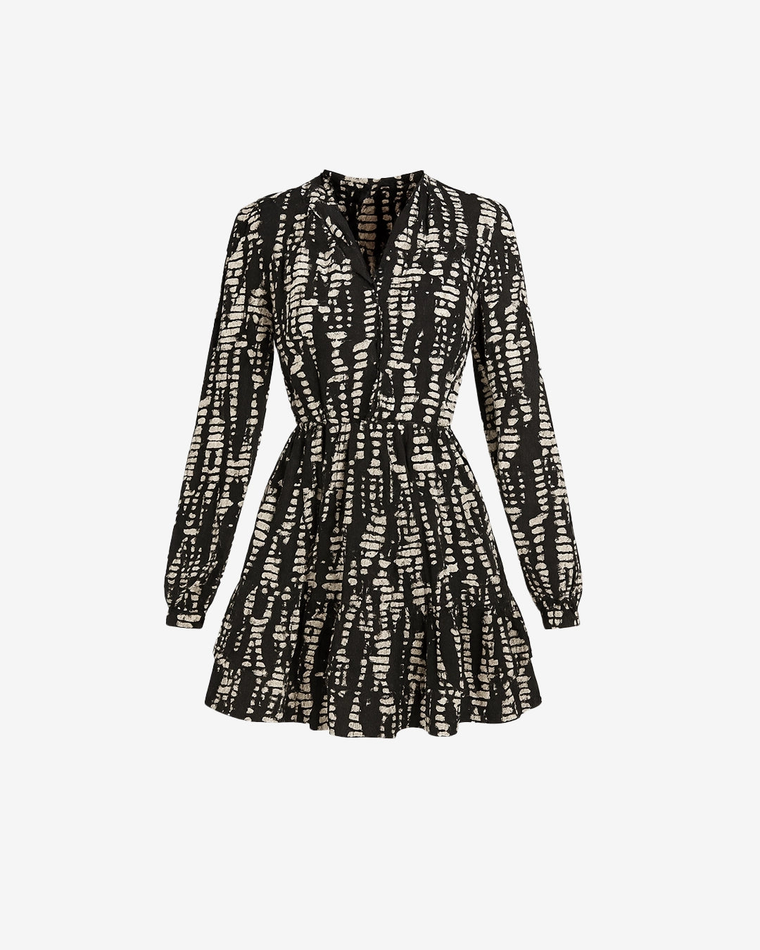 Black and white patterned dress on a white background