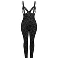 Black patterned jumpsuit on a white background