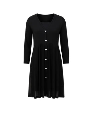 Black dress with buttons on a white background