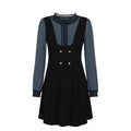 Black dress with long sleeves and buttons on a white background