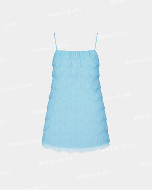 Corsage Frill Tiered Shift Dress