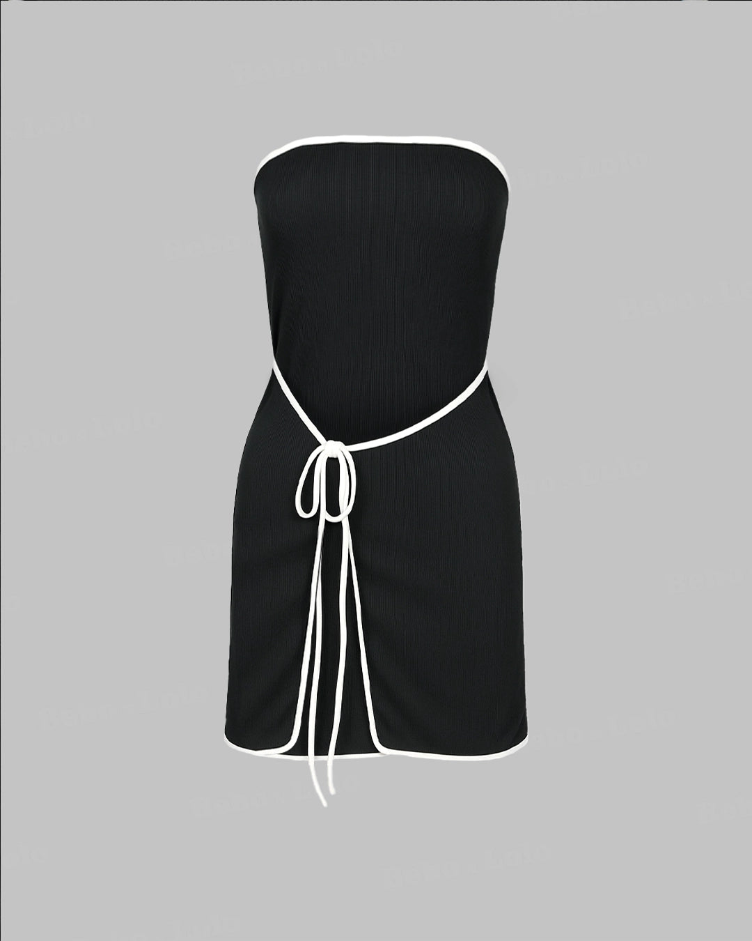 Contrast Trim Strapless Bodycon Dress 
