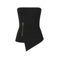Asymmetric Zip-Up Scuba Bustier Top