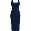 Navy blue dress on a white background