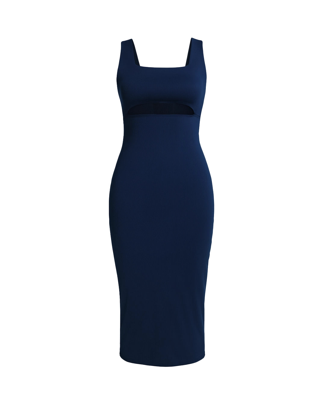 Navy blue dress on a white background