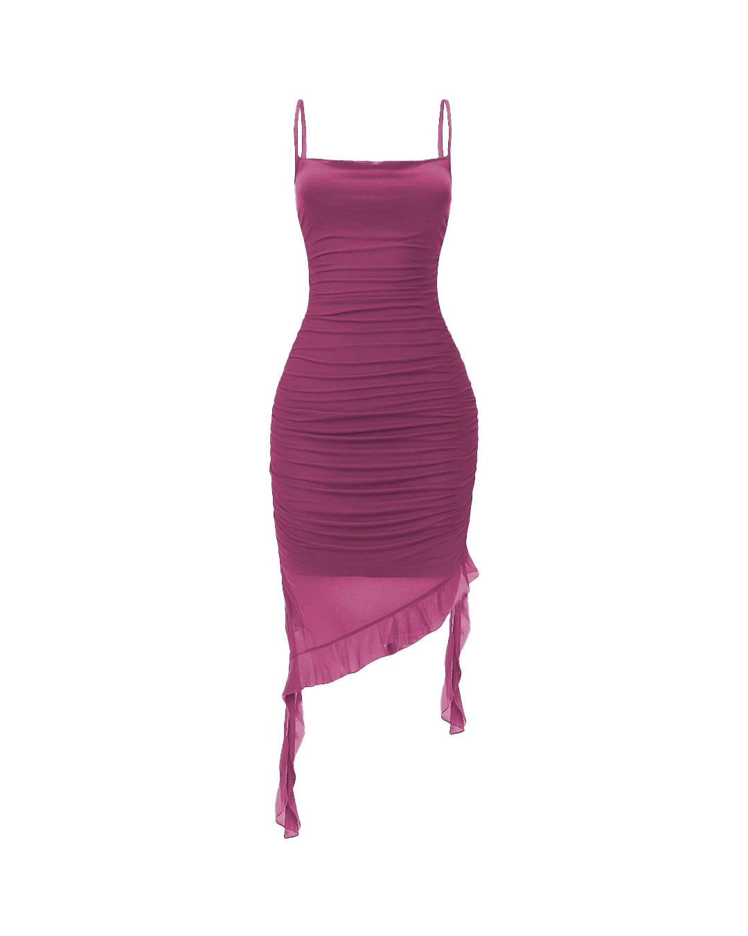 Purple dress with thin straps on a white background