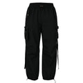 Black cargo pants on a white background