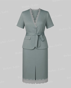 Luxe Laced Blazer Set - bebonlolo