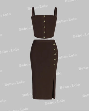 Buttoned Ribbed Co-Ord Set
