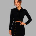 Midnight Charm Button-Detail Co-ord Set