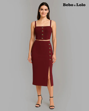 Buttoned Ribbed Co-Ord Set