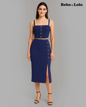 Buttoned Ribbed Co-Ord Set - bebonlolo