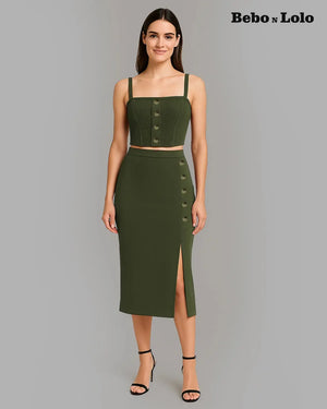 Buttoned Ribbed Co-Ord Set