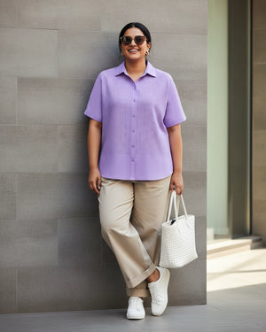 Rhinestone Work Plus Size Shirt