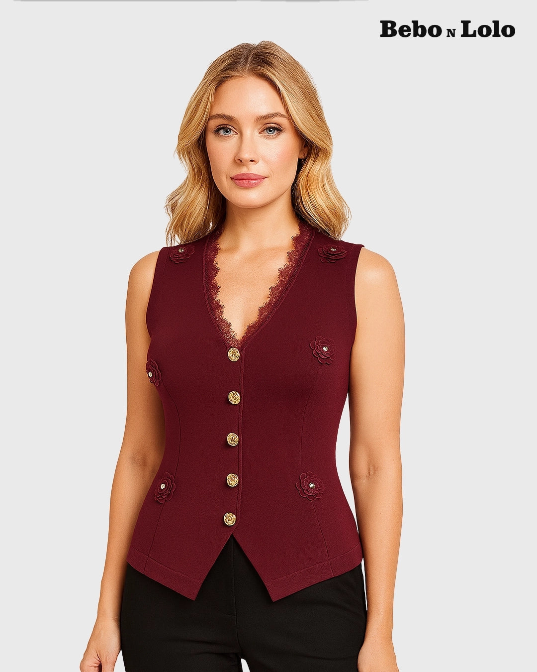 Luxe Waistcoat with Flower & Gold Button