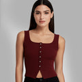 Square Neck Button Tank Top