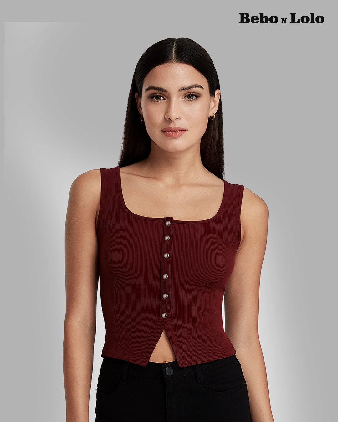 Square Neck Button Tank Top