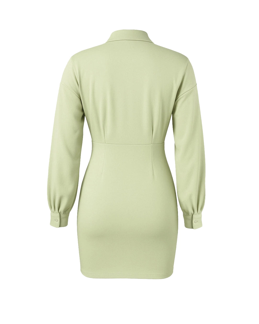 Light green dress with long sleeves on a white background