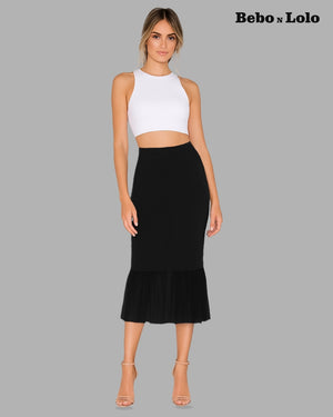 Gathered And Pleated Peplum Hem Skirt