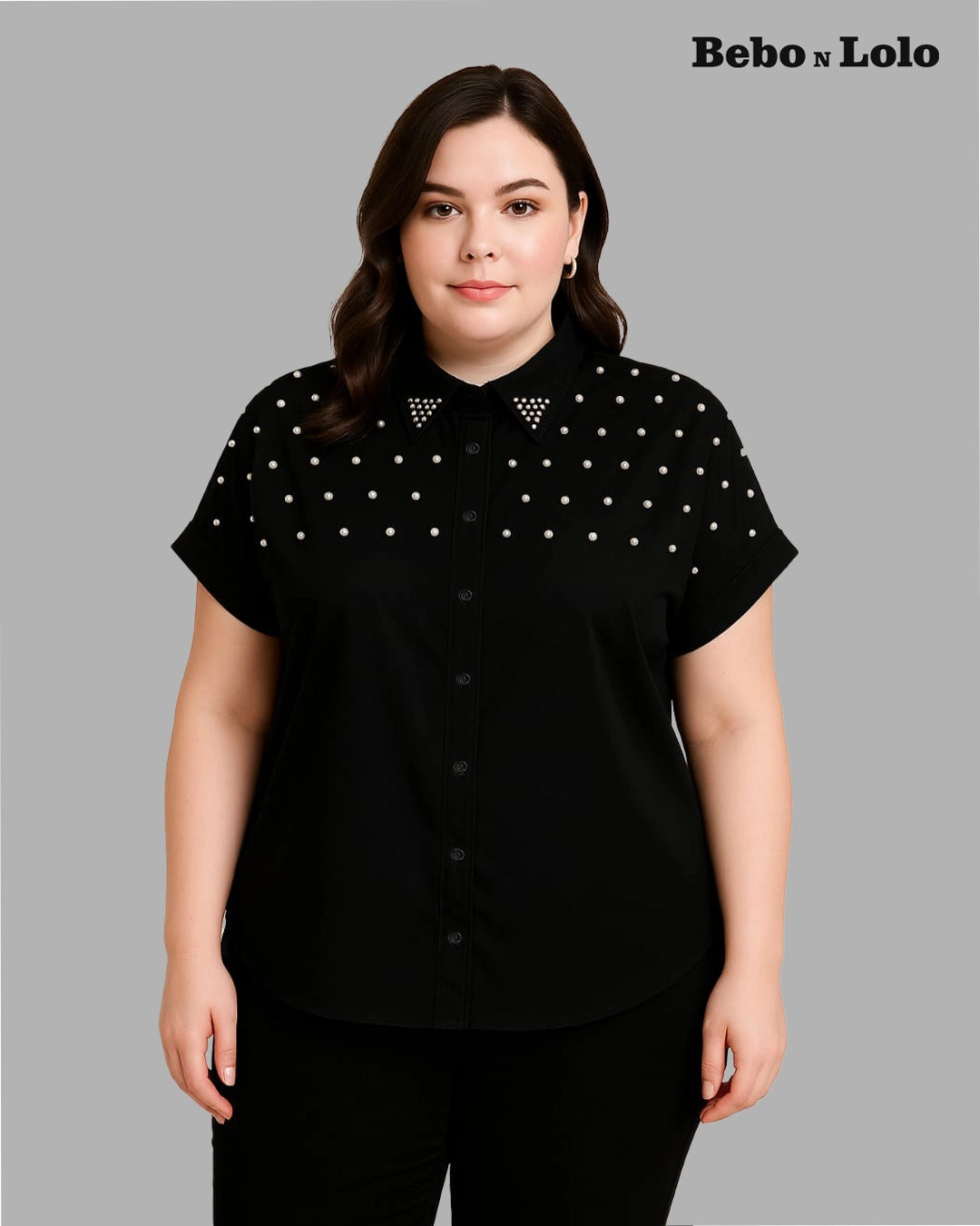 Pearl Stud Plus Size Shirt