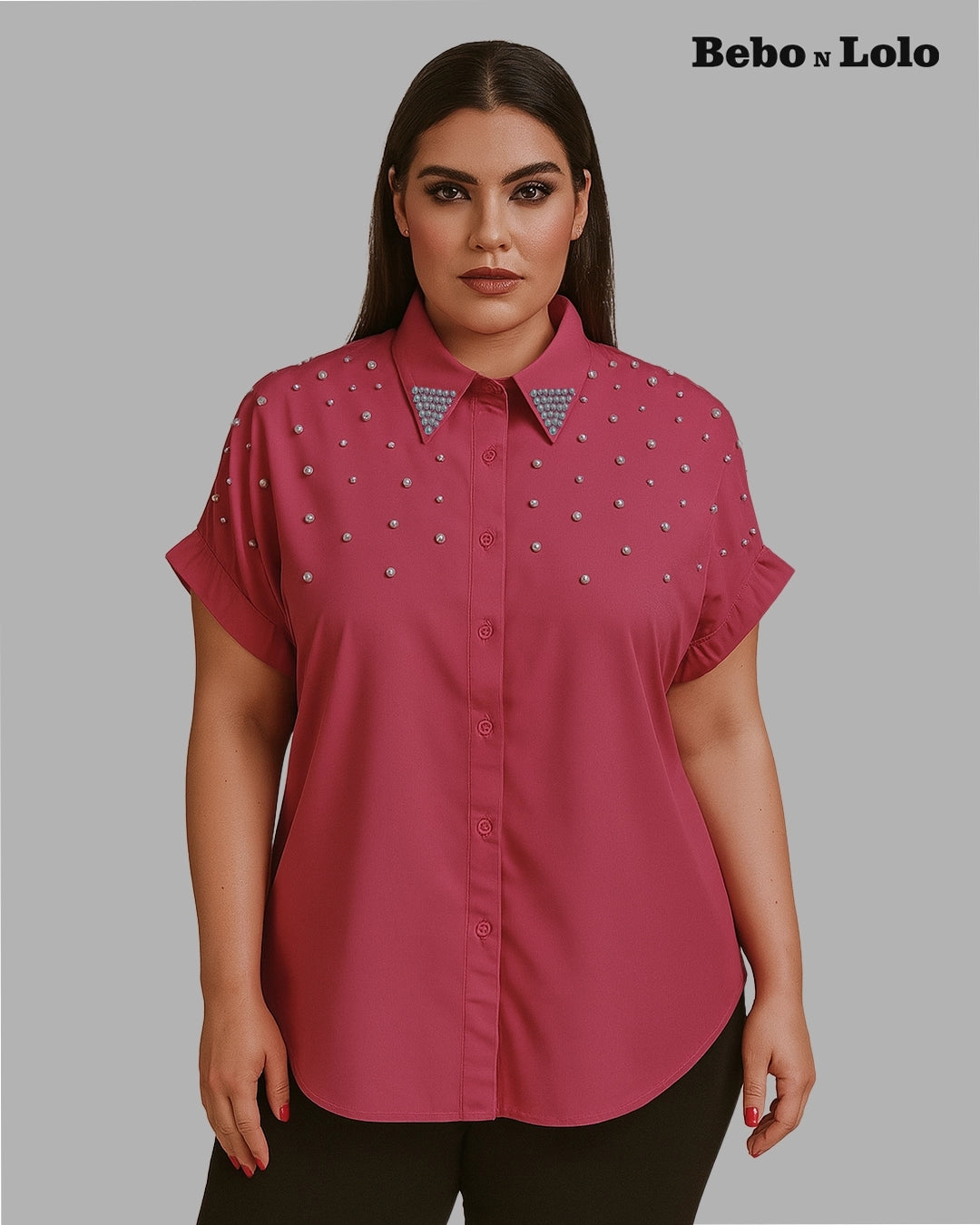 Pearl Stud Plus Size Shirt