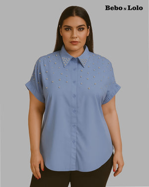 Pearl Stud Plus Size Shirt