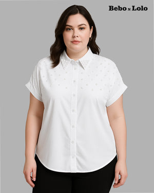 Pearl Stud Plus Size Shirt