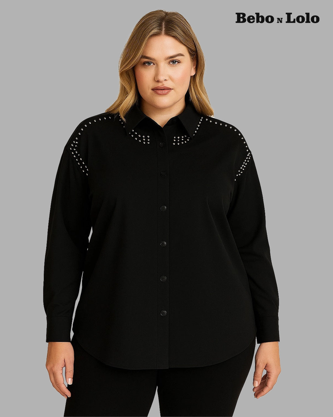 Metal Studded Plus Size Shirt