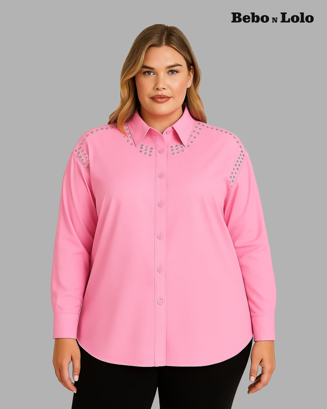 Metal Studded Plus Size Shirt