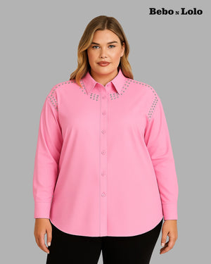 Metal Studded Plus Size Shirt