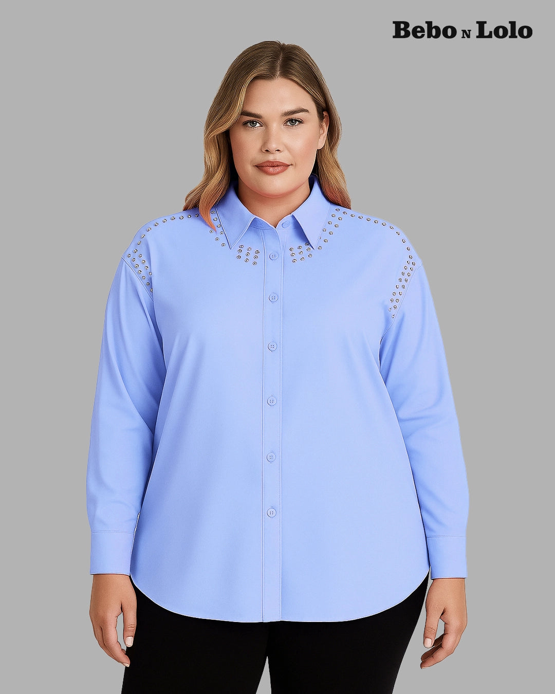 Metal Studded Plus Size Shirt