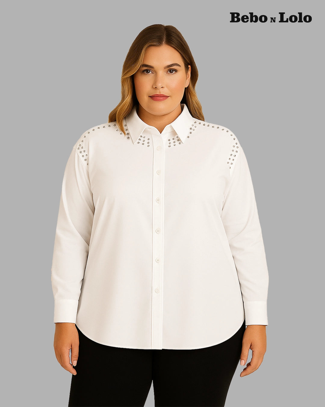 Metal Studded Plus Size Shirt