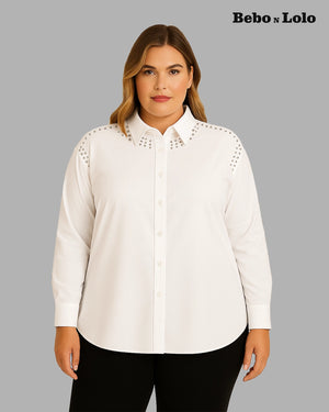 Metal Studded Plus Size Shirt