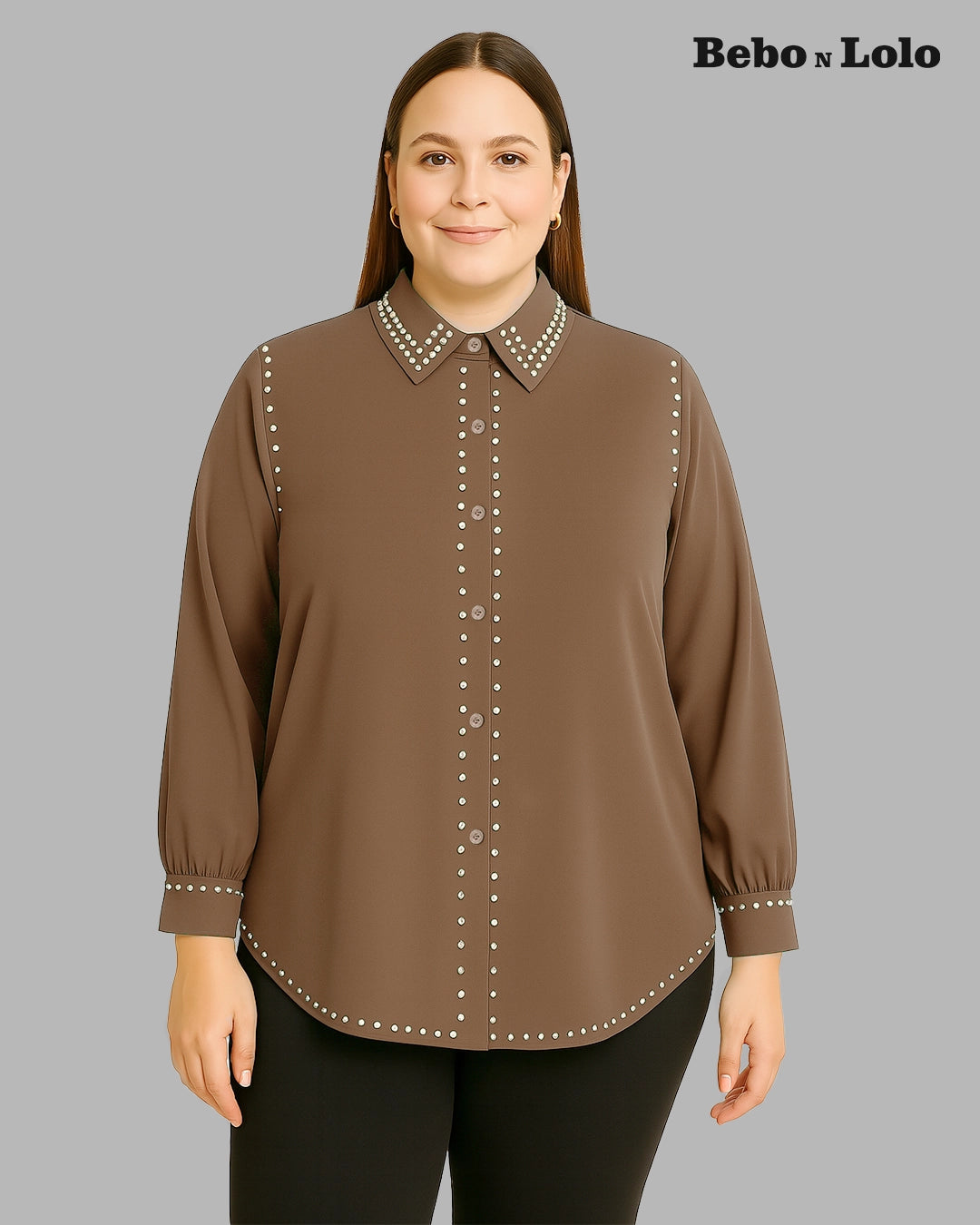 Studded Plus Size Shirt - bebonlolo
