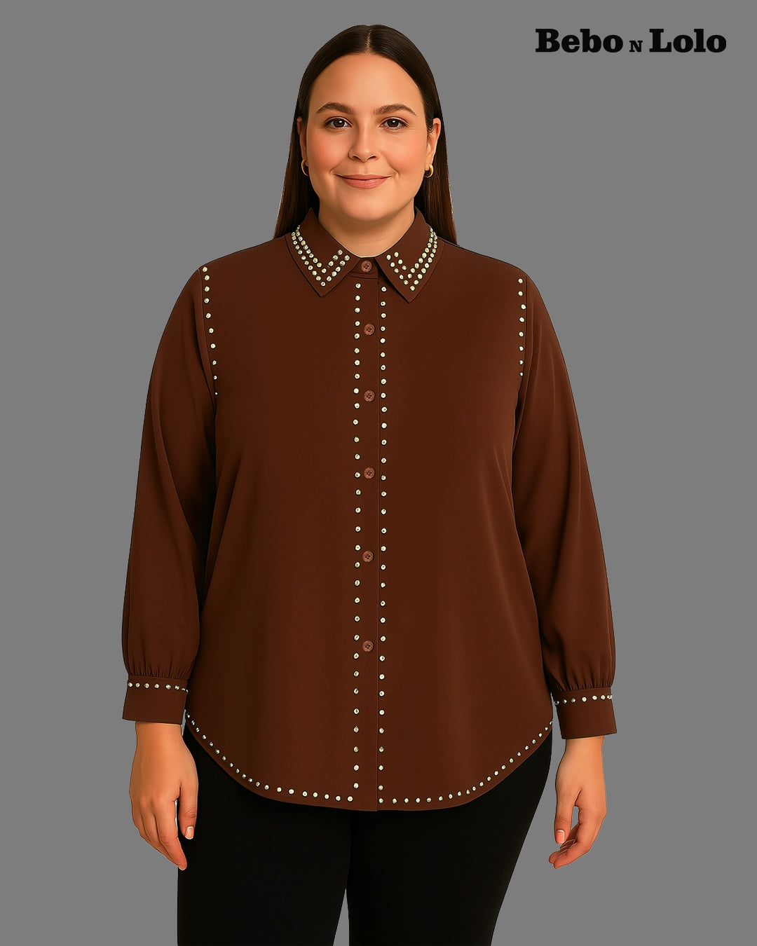 Studded Plus Size Shirt - bebonlolo