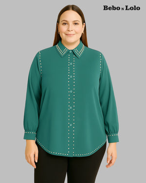 Studded Plus Size Shirt - bebonlolo