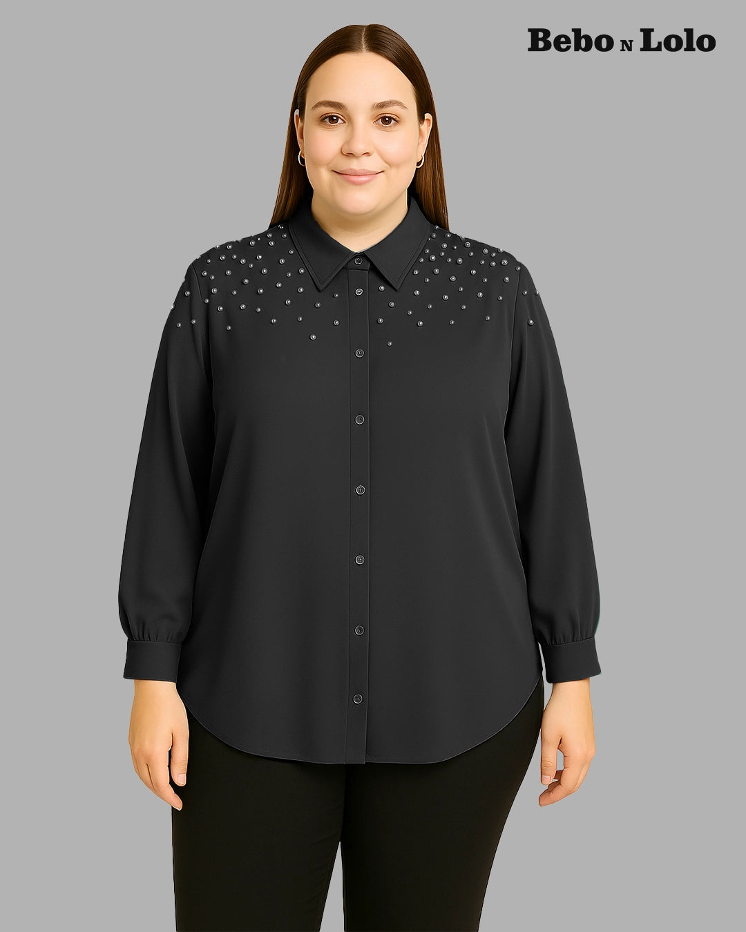 Pearl Shoulder Plus Size Shirt