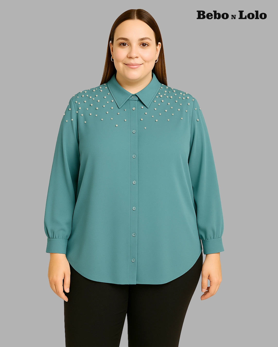 Pearl Shoulder Plus Size Shirt