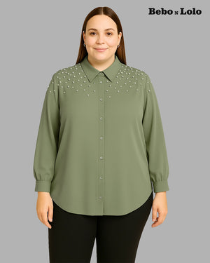 Pearl Shoulder Plus Size Shirt