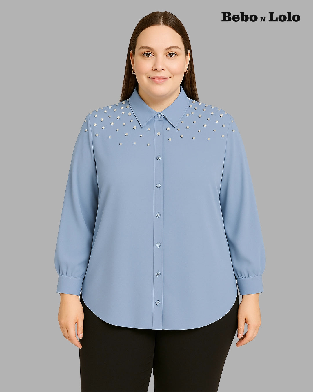 Pearl Shoulder Plus Size Shirt