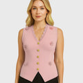 Luxe Waistcoat with Flower & Gold Button