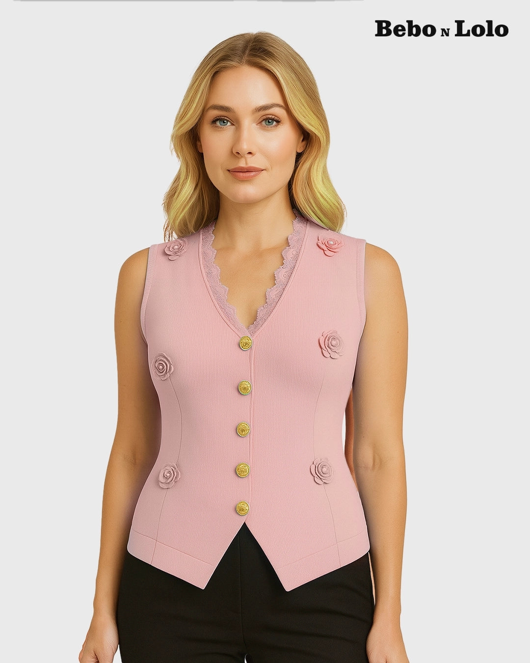 Luxe Waistcoat with Flower & Gold Button
