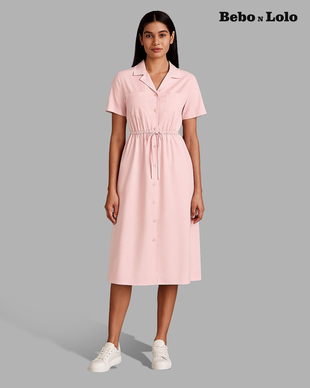 Denim Shirt Style Maxi Dress - bebonlolo